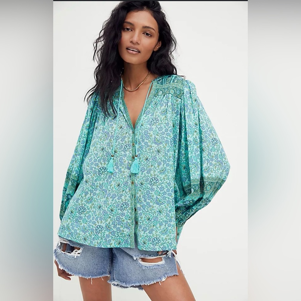 Spell & The Gypsy Collective Sundown Blouse In Turquoise